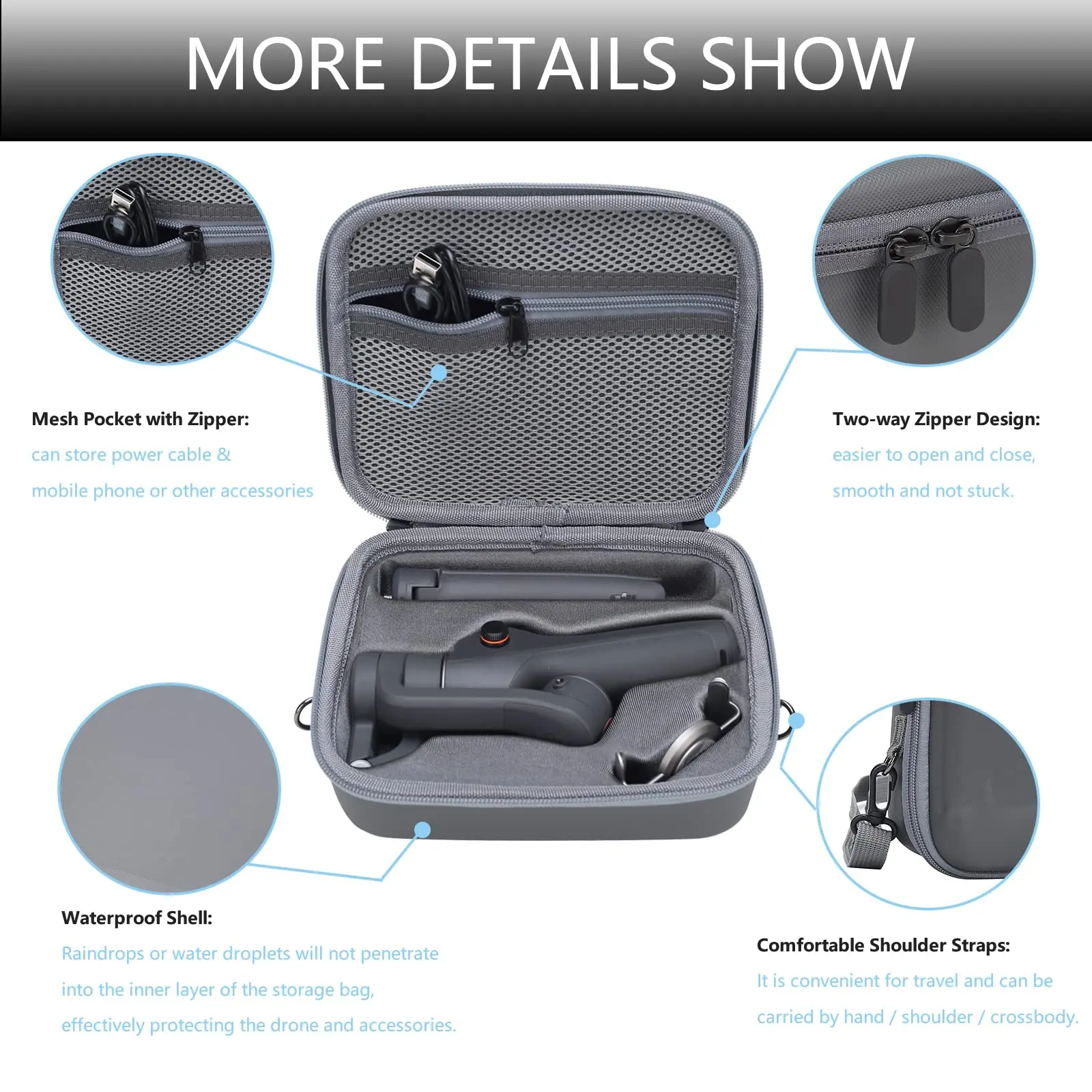 Travel Case for DJI OM 6 Portable Storage Bag Hardshell Carrying Case Fits Osmo Mobile 6 Accessories Organizer drone accessories,drone storage bag,dji case,drone case