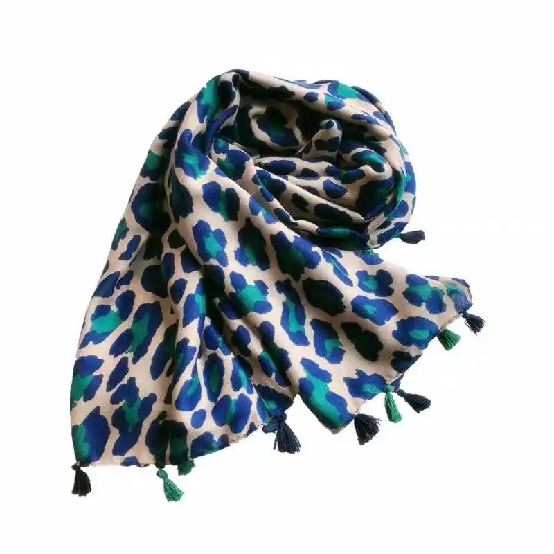 Designer brand autumn luxury Grey ladies wild leopard scarf female long scarf shawl thin brown fashionable scarf long shawl - Image 6