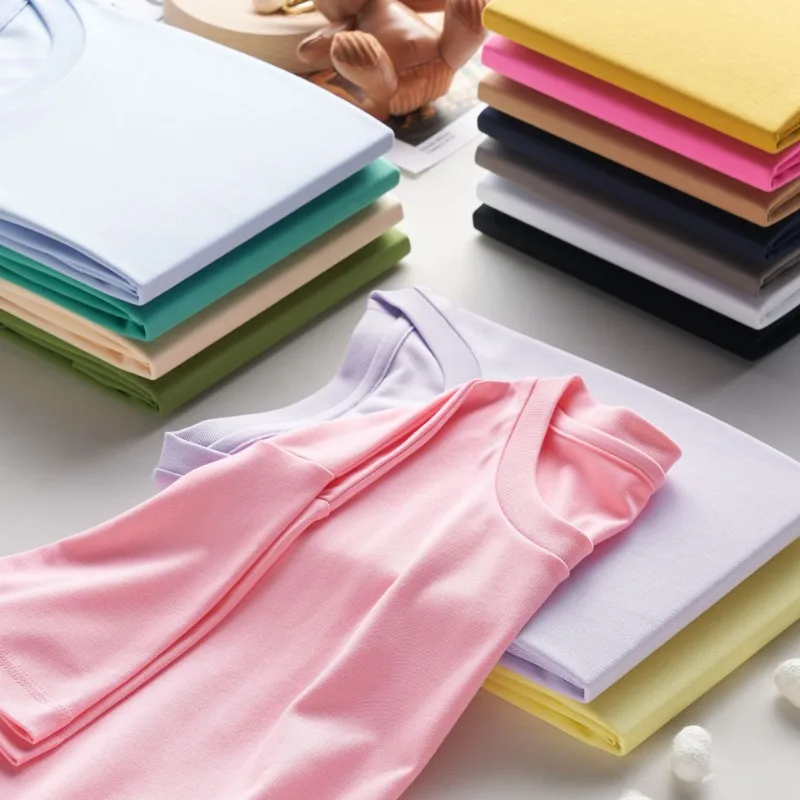 

Women's Summer Loose Mid-length Round Neck Unisex Trendy Couple Solid Color T-shirt