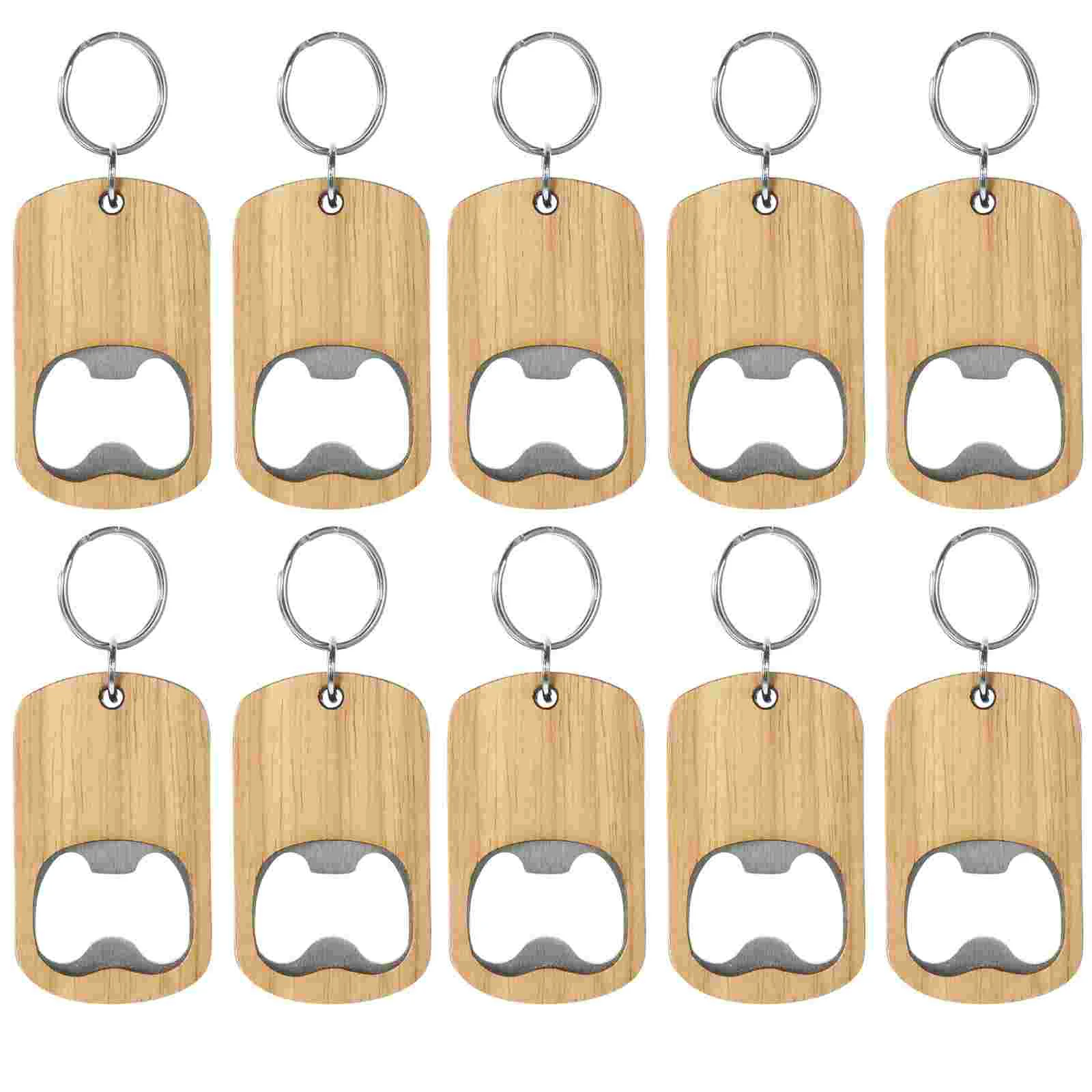 

10 Pcs Gift Wooden Keychain Bottle Opener Craft Supplies Beer Tools Lid Remover