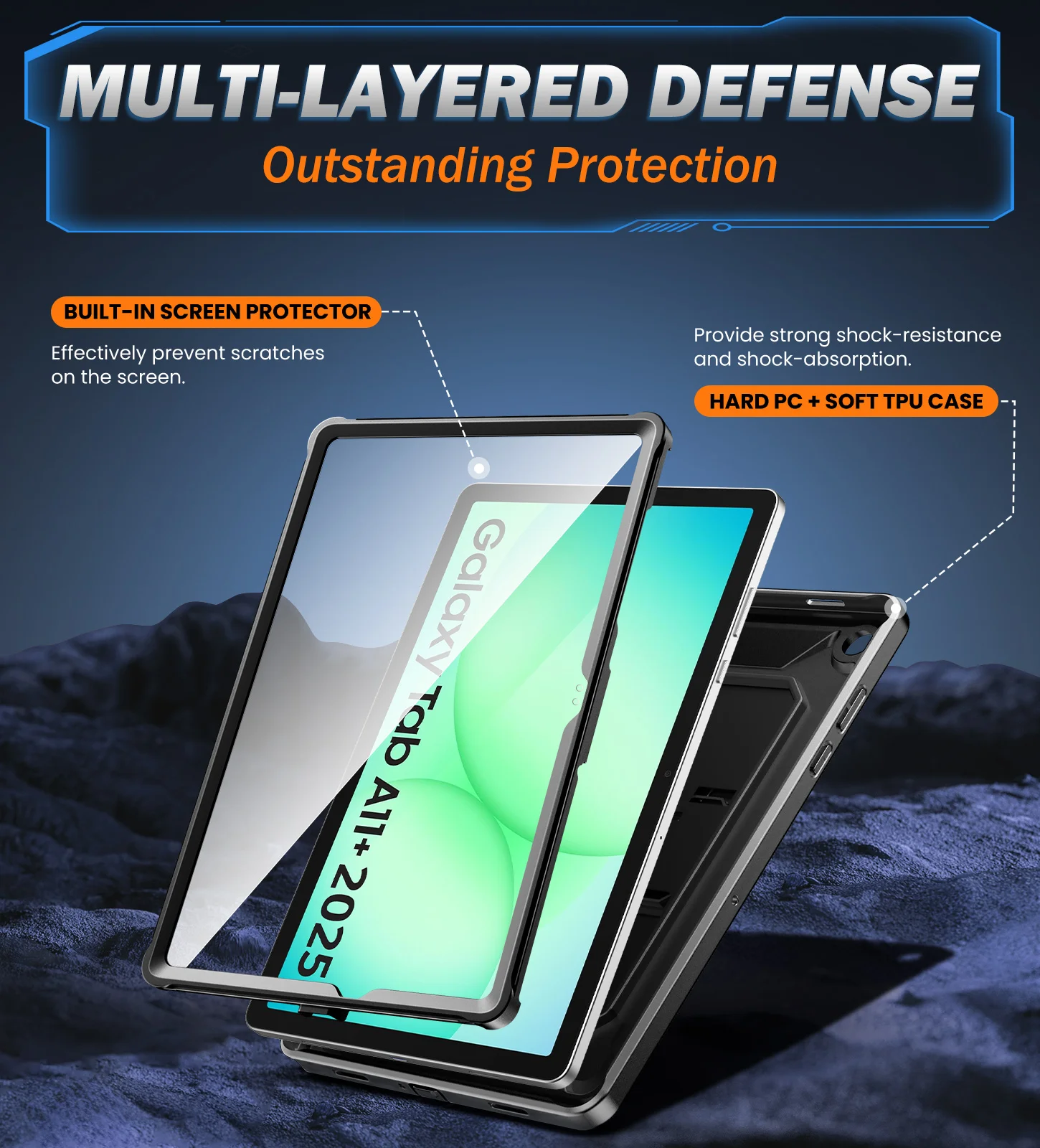 Rugged Shockproof Protective Tablet Case with Screen Protector - 11 Inch