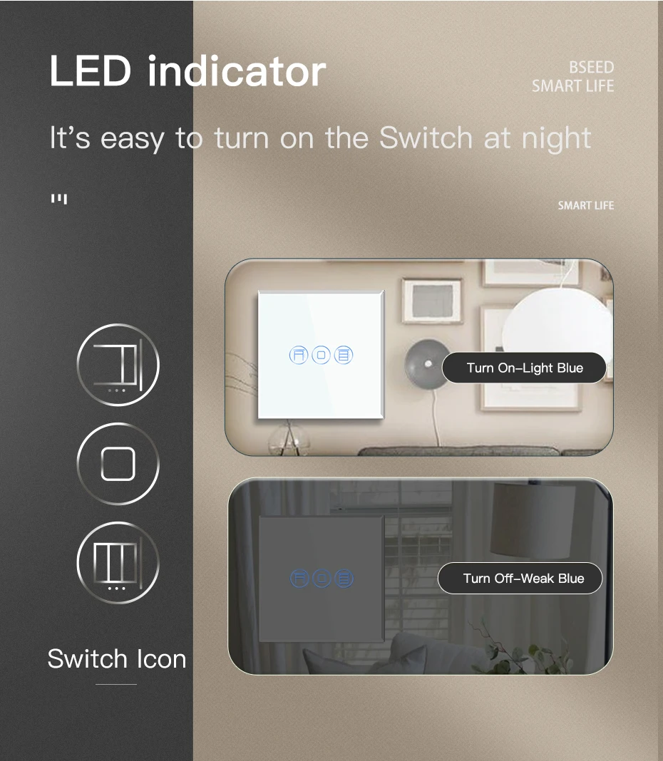 bseed inteligente zigbee interruptor de toque para cortinas motorizadas elétrica do obturador rolo google casa vida inteligente alexa controle voz