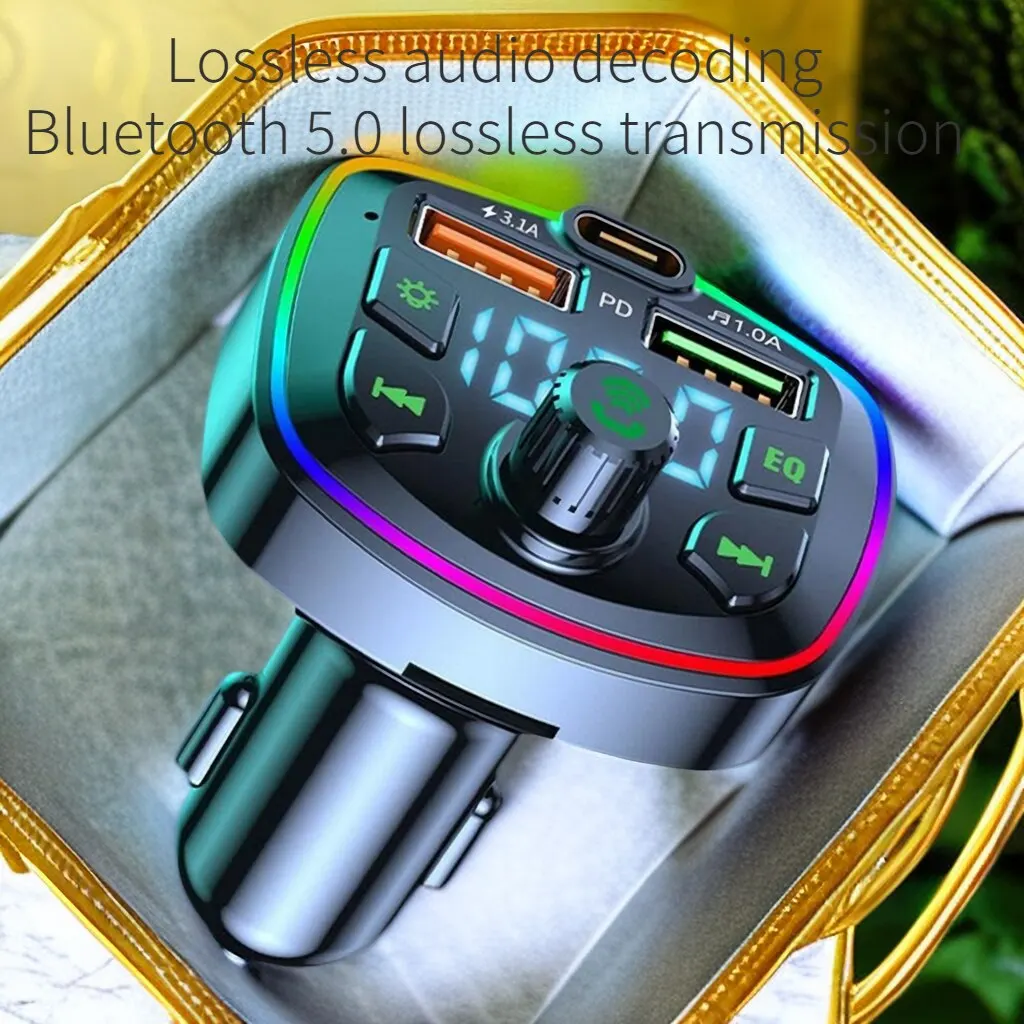 Car Charger Q7 Bluetooth FM Transmitter Bluetooth Hands Free Mp3 3.1A Dual USB Port PD Charging