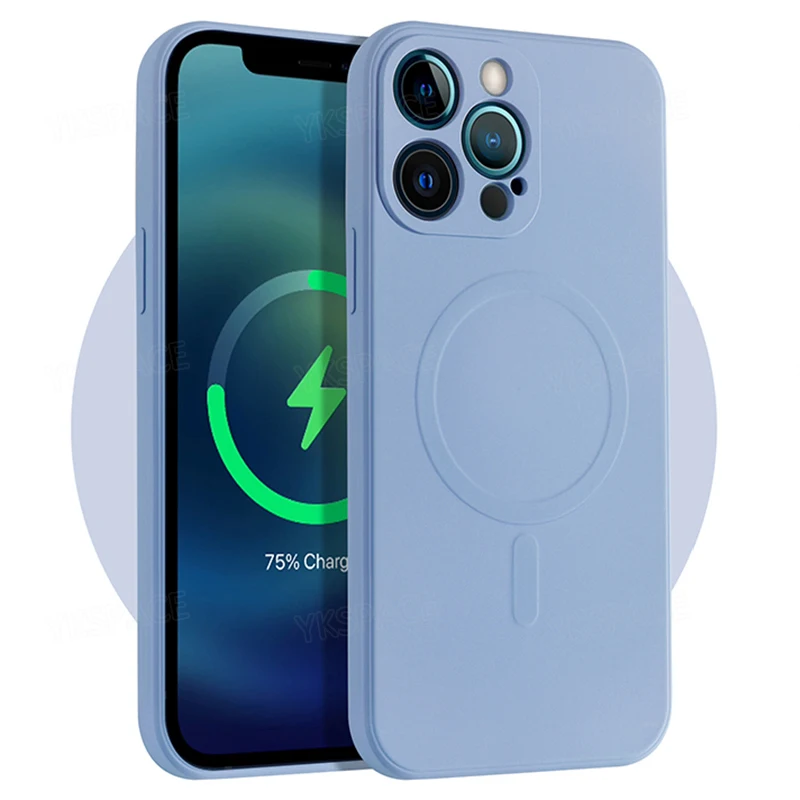 Magnetic Liquid Silicone MagSafe-Enabled Soft Case with Wireless Charging Compatibility