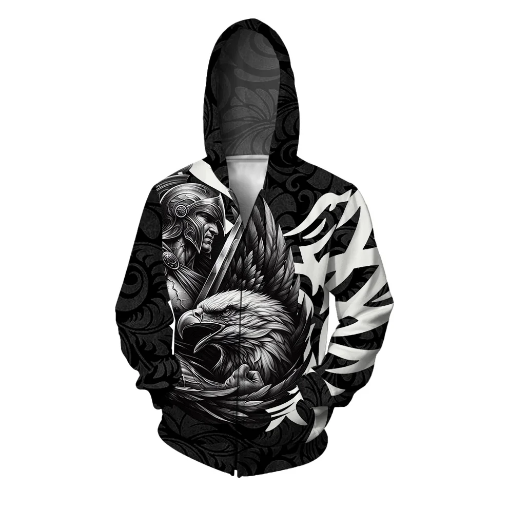 thumbnail image 1 of Sudadera con capucha y cremallera para hombre, sudadera con capucha con estampado de águila para hombre, sudadera nueva de moda, sudadera con capucha con estampado delicado, ropa, 1 of 4