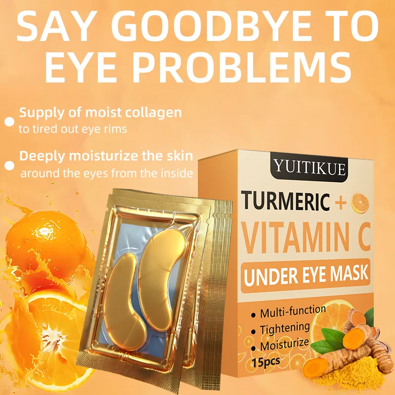 YUITIKUE Turmeric Vitamin C Eye Mask Multi-Functional Tightening Moisturizing 15 Pieces Pack