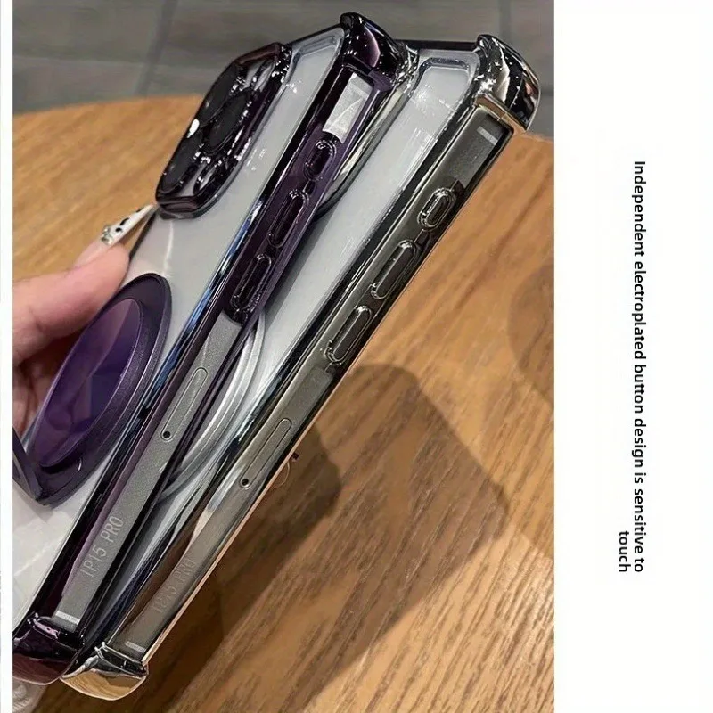 Luxury Shockproof Clear Phone Case with Magnetic Bracket Holder