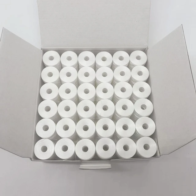 BAI Embroidery Bobbins 144Pcs/Box Bobbin Thread Size L 70D/2 and 75D/2  Bobbins for Sewing Machine Sideless Prewound Bobbins