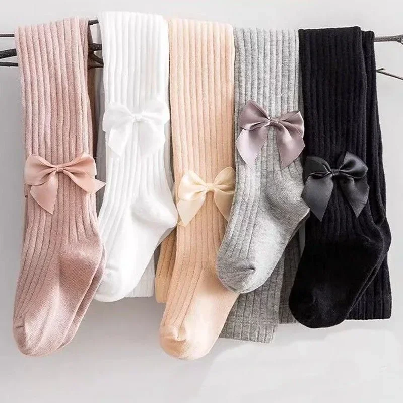 Spring Autumn Baby Girl Socks Bow Combed Cotton Children Pantyhose Toddler Bowknot Leggings Soft Stockings for 0-8Years Kids girls pantyhose children stockings