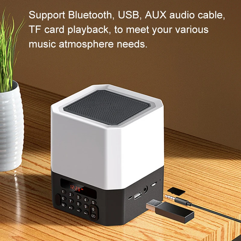 

New Wireless Bluetooth Speaker Clock Dual Alarm Clock Support TF Card Colorful Intelligent Color-Changing Audio HIFI Music Box