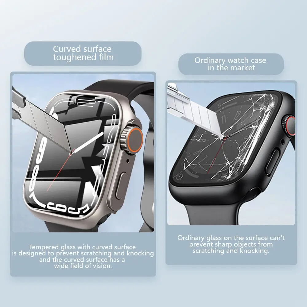 Фото Смените на ультра-часы, зеркальное стекло для Apple Watch 44 мм, 45 мм, 40 мм, 41 мм, PC, передний и задний бампер, зеркальные часы серии 8, 7, 6, 5, 4, SE, чехол №5