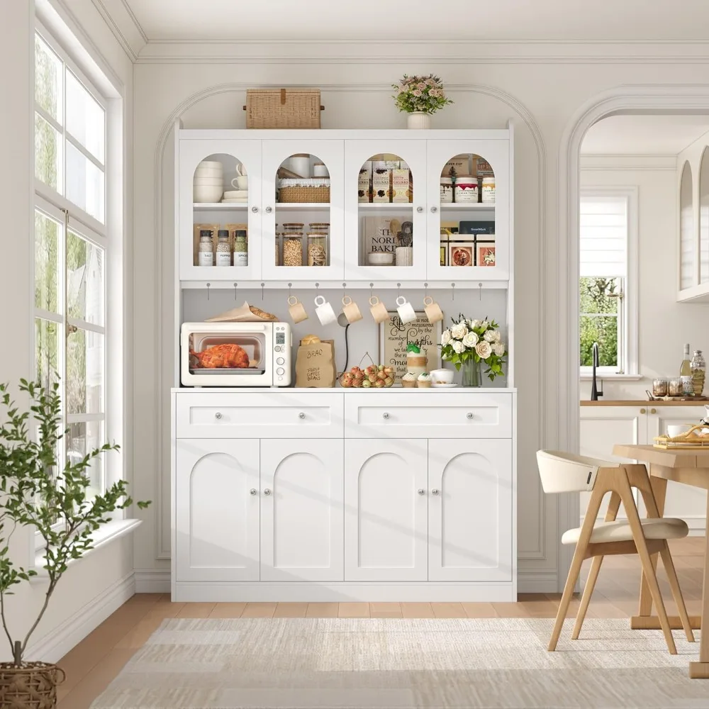 73" Tall Kitchen Pantry Cabinet with Countertop, 52'' Wide Storage Cabinet with Adjustable Shelves & Drawers, Customized 3