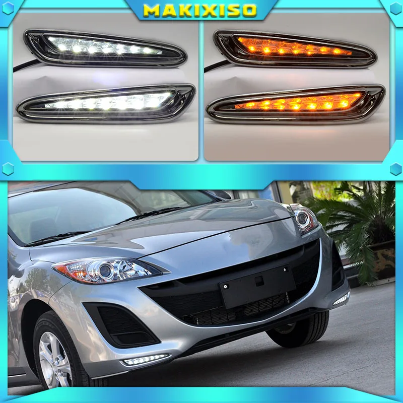 1 Pair For Mazda 3 Mazda3 2010 2011 2012 2013 LED DRL Daytime Running Light Daylight yellow turn