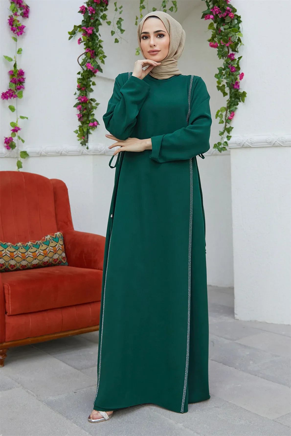 Seaa8515050734987904be145a05e0fc11 Eid Muslim Dress Women Abaya Kimono Kaftan Beading Hijab Dresses Jilbab Dubai Robe Khimar Dubai Islam Clothes Kebaya Abayas Mallzona