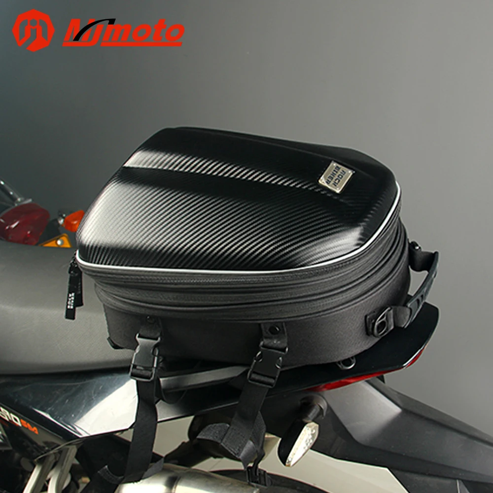 CarbonFiberBackSeatBagMotorcycleHelmetBackpackWaterproofMotorcycleRearBagHardShell