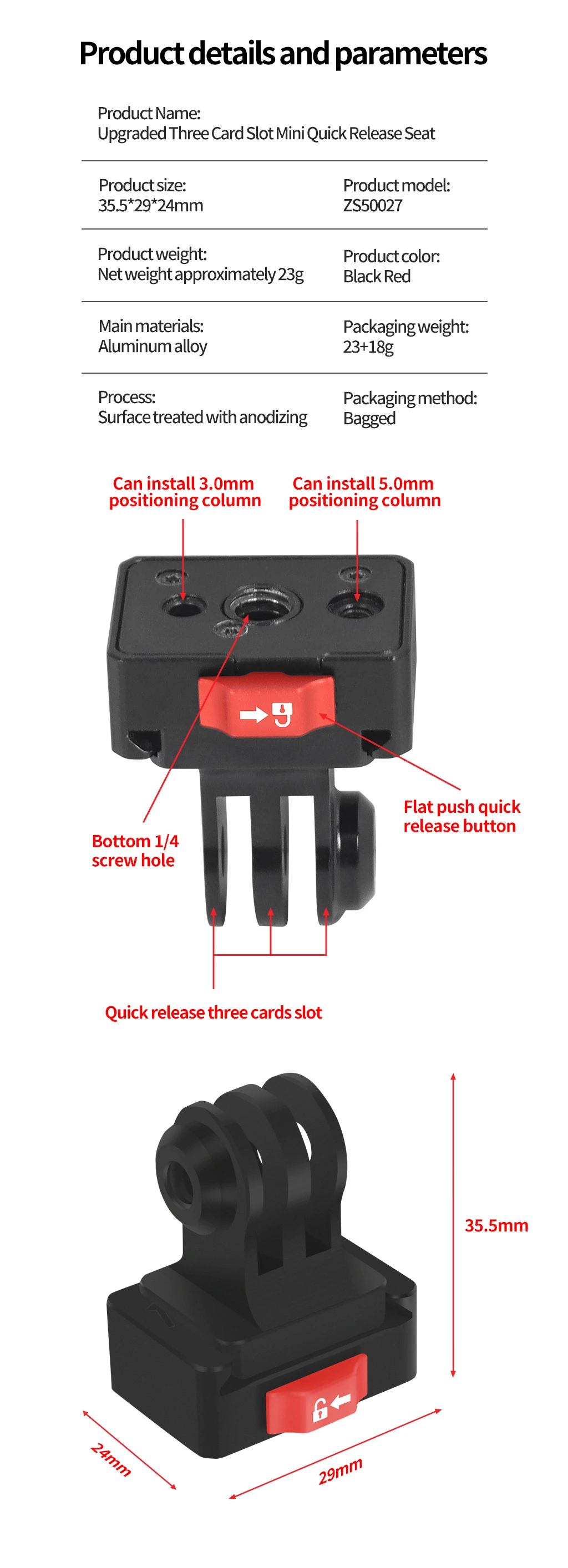 V Mount Plate Quick Release Clamp Fast Switch 1/4 Screw for Gopro13 Insta360 X5