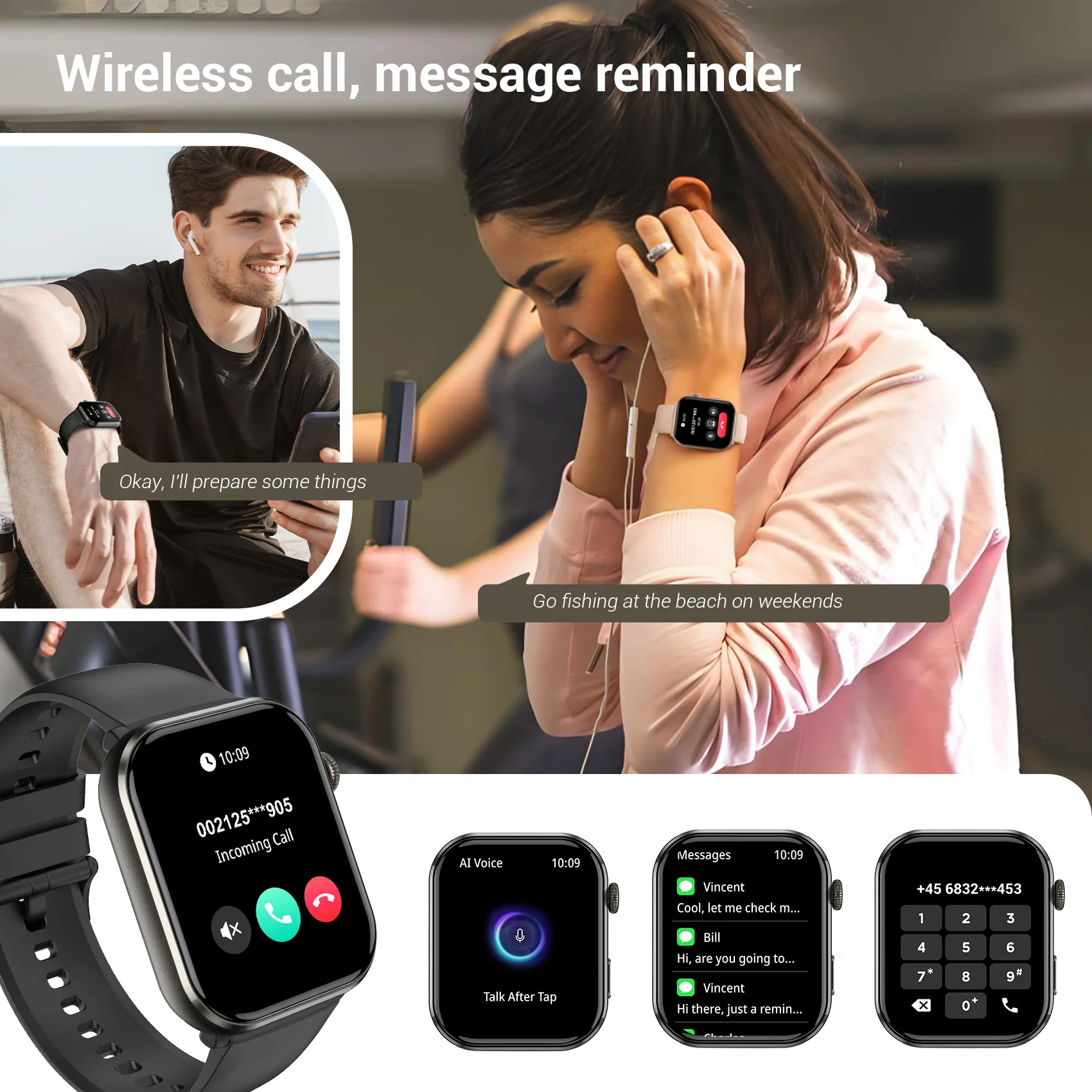 Smart Watch 2025 Blackview R60 Bluetooth Call 1.96'' AMOLED HD Screen Blood Oxygen Health Monitoring Fitness Men Women