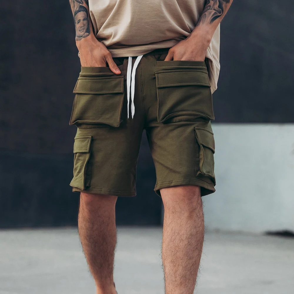 

Summer New Multi-pocket Overalls Shorts Hiphop Functional Solid Color Five-point Pants Trendy Men's Street Sports Casual Pants