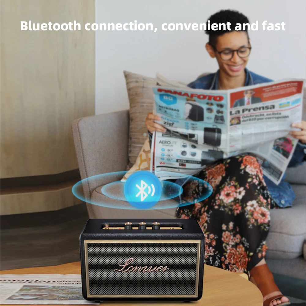 Lonzuer Class D Amplifier 80W Wireless Bluetooth Speaker 2.1 Channel Wooden For Home Subwoofer Desktop Sound Audio Speaker 6