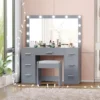 2024 NEW Vanity Desk with Stool, Makeup Table with Lighted Mirror, 3 Color Lighting Modes, Brightness Adjustable, Dressing Table 4