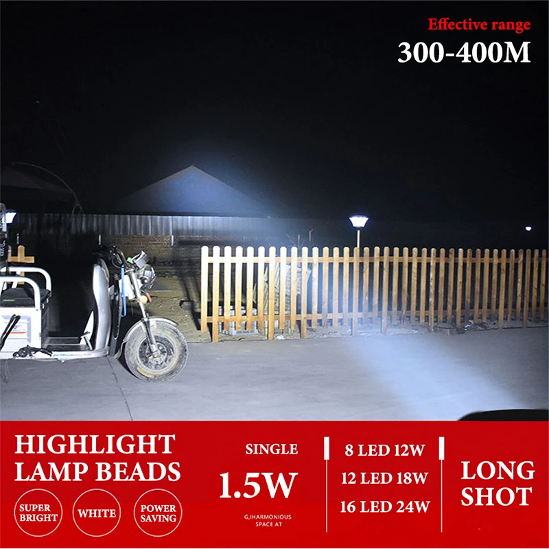 1Pcs 8/12/16 Led Motorcycle Lights External Auxiliary Lamp Motorbike High Bright DRL Driving Light Work Light White 12V
