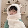 Cute Bear Ears Hat Scarf All-in-one Hat For Women Winter Plush Thickened Warm Ear Protection Scarf 4-piece Set 4