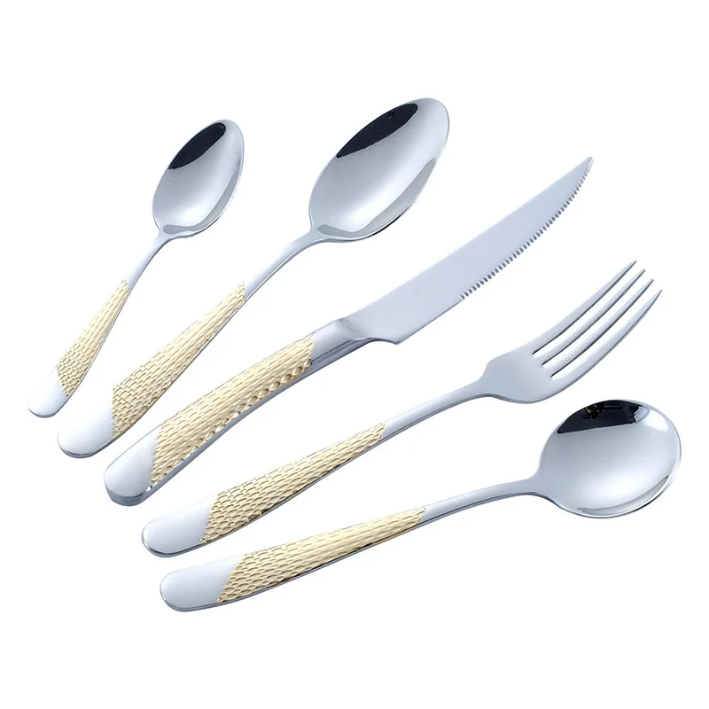 

4PCS /5PCS 304 Stainless Steel Cutlery Set Dining Knife Fork Tea Spoon Kitchen Tableware Set Western Dinnerware