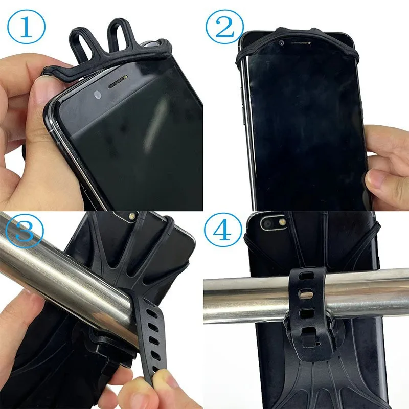 Universal Bicycle Mobile Phone Holder Rotating Silicone Bicycle Phone Holder Motorcycle Handlebar Holder For 4.0-6.5 Inch Phone