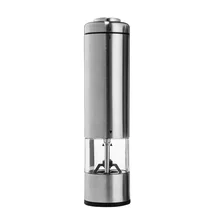 Electric Salt Pepper Grinder Stainless Steel Automatic Refillable Battery Operated Shaker Spice Mill Pepper Seasoning Bottle