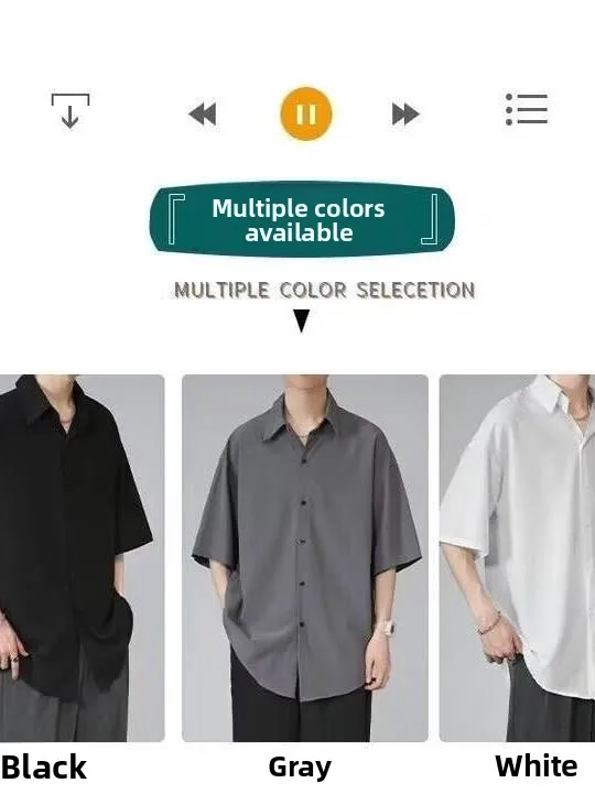 Ice Silk Casual Loose ort Sve Men's irt Anti-Wrinkle Large Size Youth Faion Summer T-irt Polyester Durable Garment