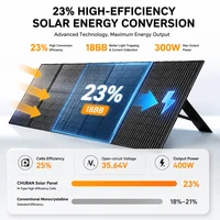 Panneau solaire portable 300W, kit de panneaux solaires pliables, chargeur solaire étanche pour station d'alimentation, camping solaire 4