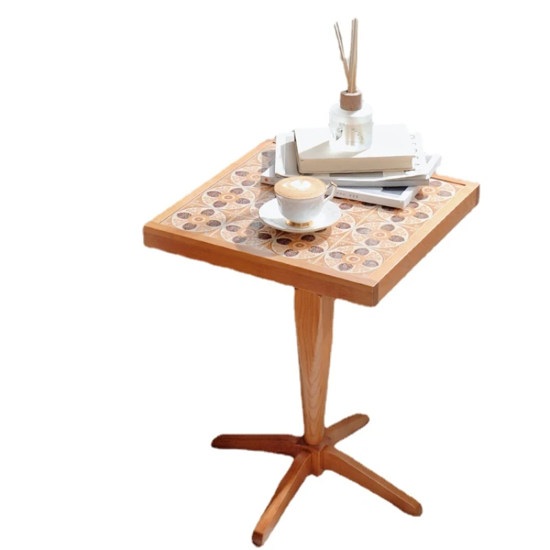 

Pqf Solid Wood Eight-Immortal Table Side Table Small Coffee Table Balcony Leisure Coffee round Table