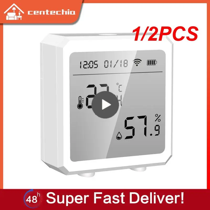 

1/2PCS Tuya Wifi Temperature and Humidity Sensor Wireless Smart Thermometer Hygrometer Detector Works with Alexa Home