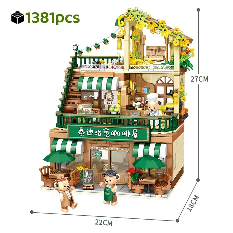 City Ideasteddy Bear Cafe Convenience Store Building Blocks,Creative Diy Kumamon Ramen Restaurant Bricks Toys,Girl Kid Gifts