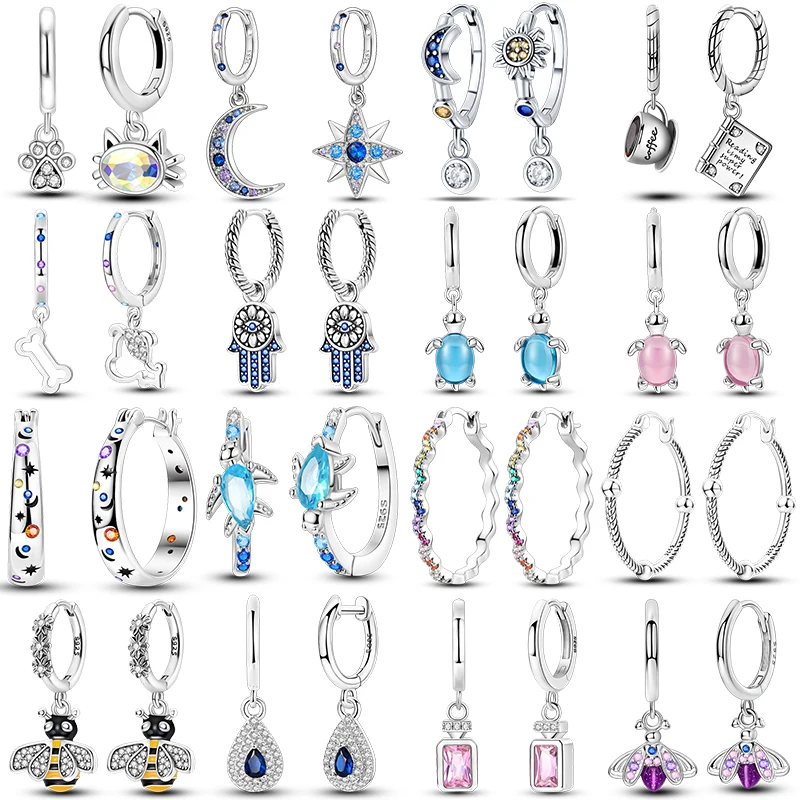 925 Silver Woman Earrings Moon Turtle Sea Turtle Earrings For Birthday Valentine's Day Party Wedding Exquisite Fashion Jewelry