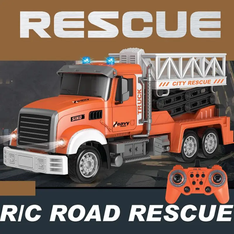 Wireless remote control crane rescue truck lift platform with lights and music simulation of children's toys boy gifts 2