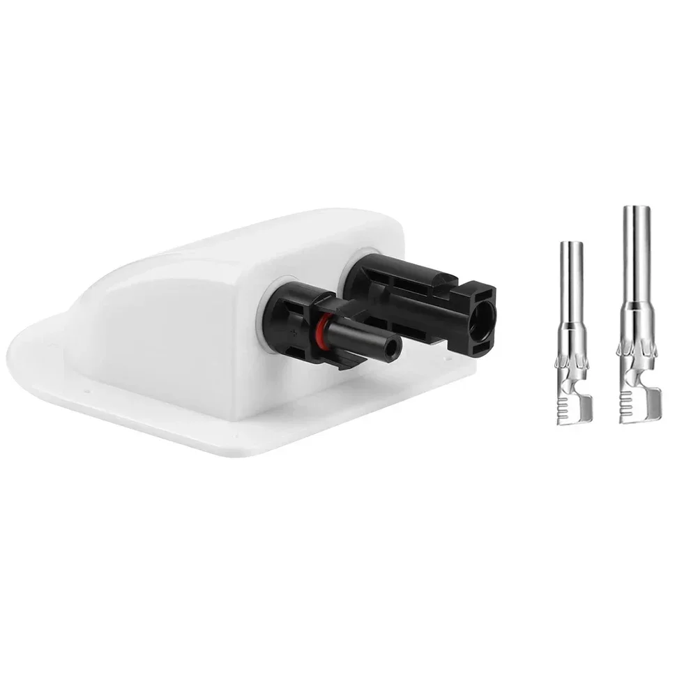 Solar Cable Connector Solar Connectors Outdoor Cable Connector Solar Panel Double Hole Wire Cable Entry Gland Sealing Box Curved Cable Connector Waterproof For RV Caravan Motorhome Boat