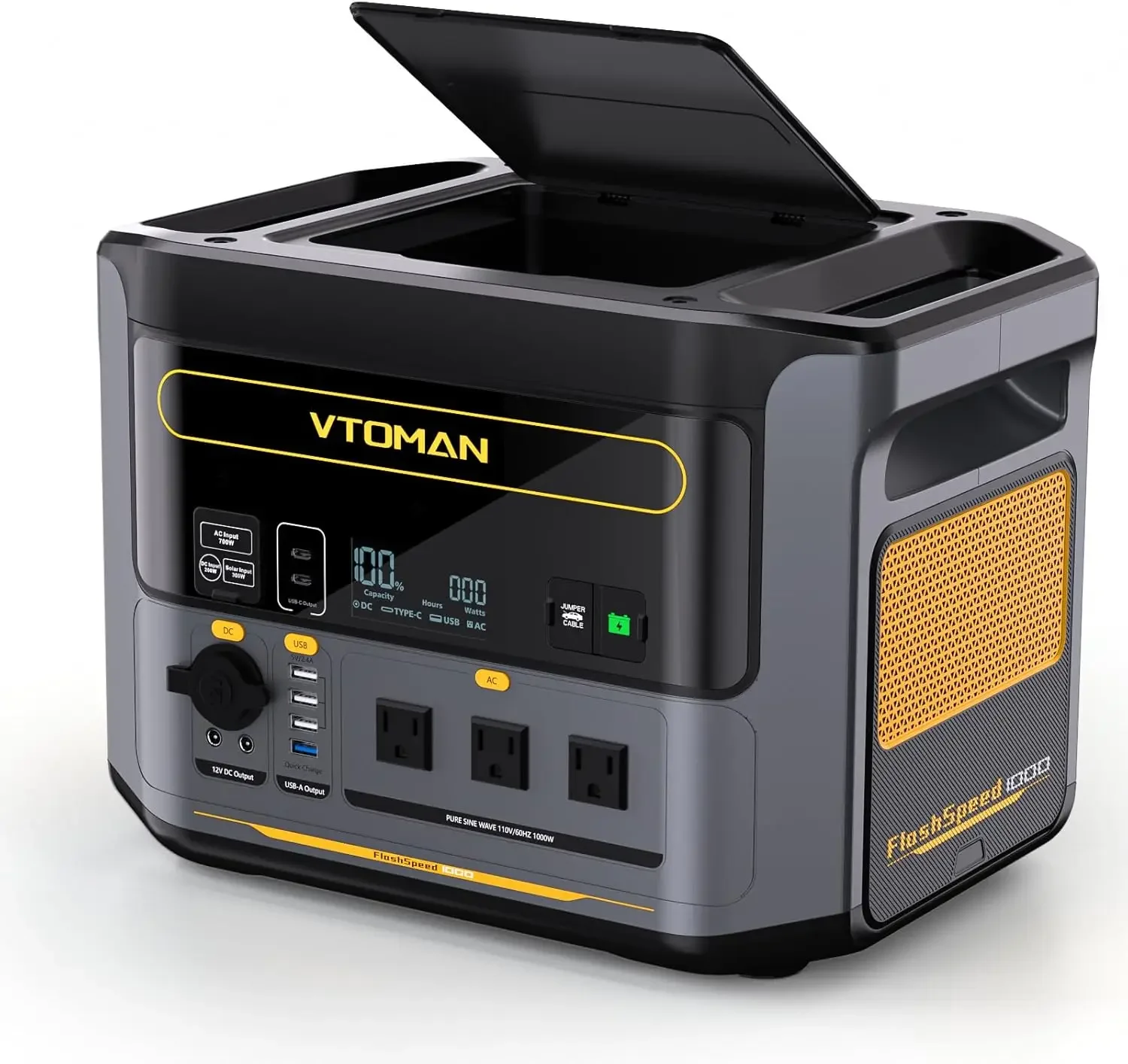 VTOMAN FlashSpeed 1000 Portable Power Station UPS LiFePO4 Battery Generator 70Min Fully Charged 1000W(Peak 2000W) Solar Genera