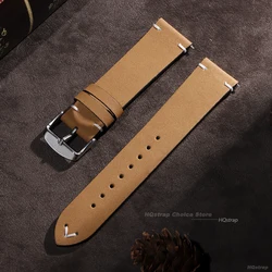 Elegant Vintage Leather Watch Strap with Quick Release - Black, Blue, Brown Options - 22mm (Light brown)