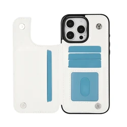 Premium PU Leather Phone Case with Kickstand, Card Holder, Double Magnetic Clasp, and Durable Shockproof Protection for iPhone 12 Pro (White)