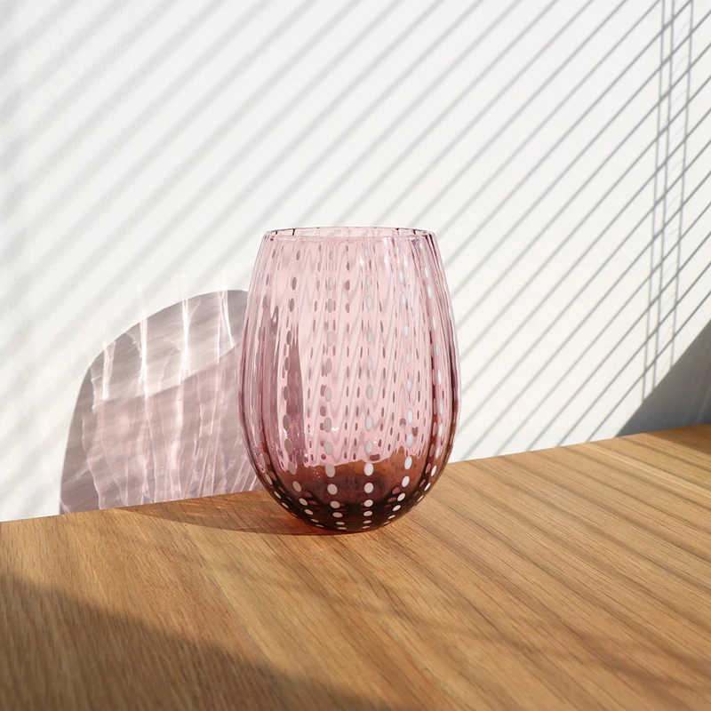 ATO egg shape luxury style solid colorful white dot design glass drinking cup tumbler
