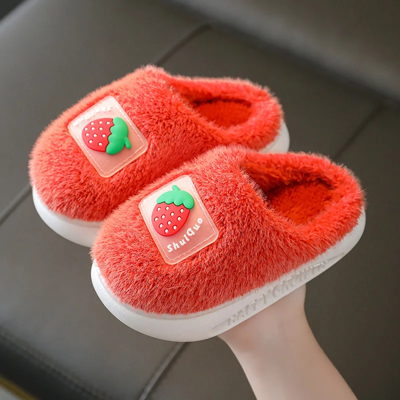 

Children Home Shoes Cashmere Cotton Slippers Kids Cartoon Warm Shoes Boys Girls Slippers Indoor Home Winter Baby Kids Shoes