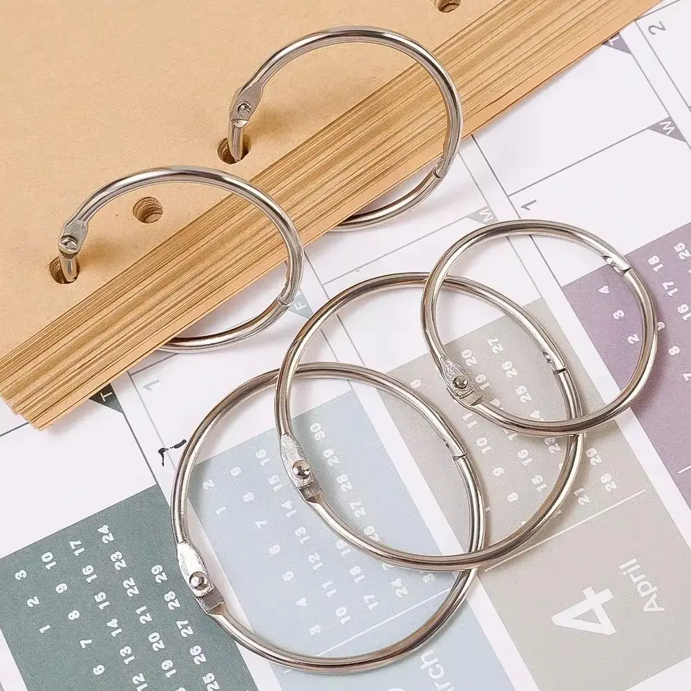 50/100Pcs O 링 금속 바인더 링 다양한 크기 오프닝 링 루즈 리프 링 오픈 루프 내구성 종이 바인더 링