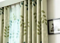 1PC Rural Wind Leaves  Shading Curtains Small Fresh Black Silk Curtains 2