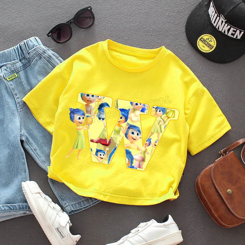 thumbnail image 1 of Camiseta con letras "Inside Out" para niños, playera con combinación de nombre, ropa informal Kawaii para niños, Tops Harajuku para niñas, regalo, 1 of 5