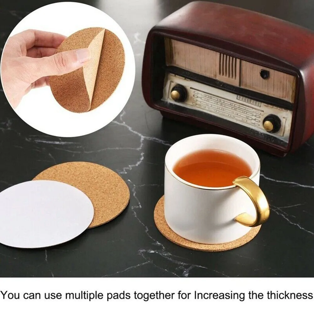 

60pcs Round Single-Sided Adhesive Cork Gasket Ceramic Self-Adhesive Cork Mat Tableware Store