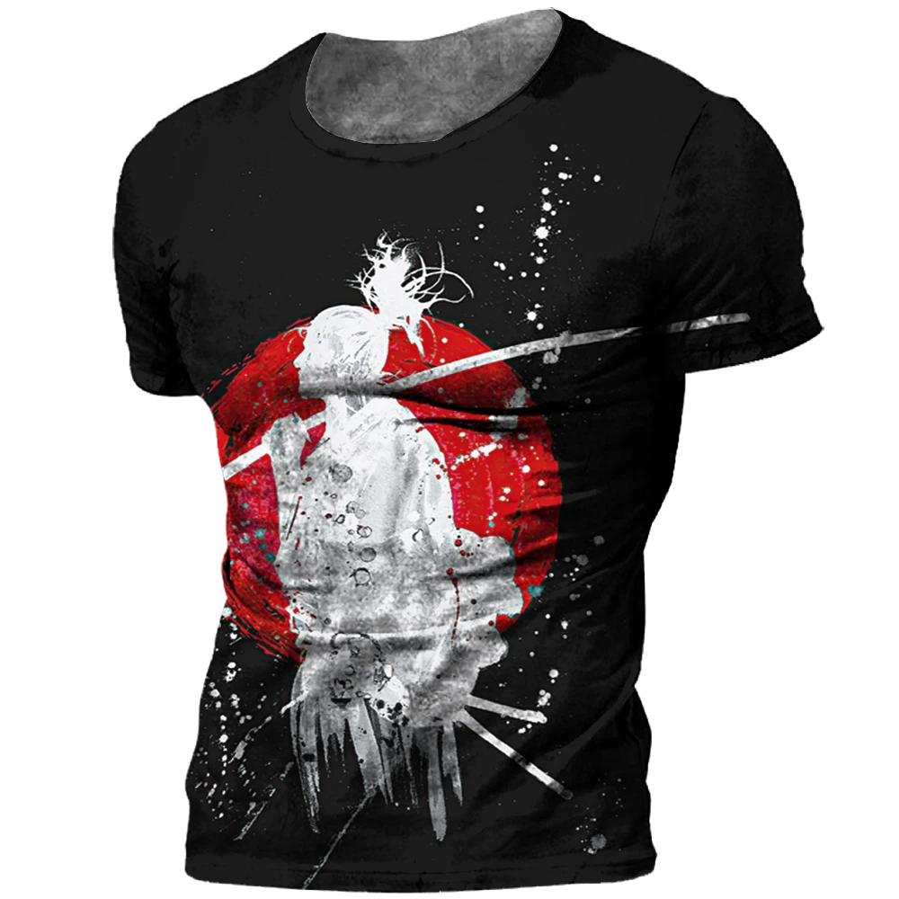 Japanischen Samurai T-shirt 3D Japan Stil Print Kurzarm Tops Tees Casual Retro männer T shirt Übergroßen Vintage Männer der Kleidung