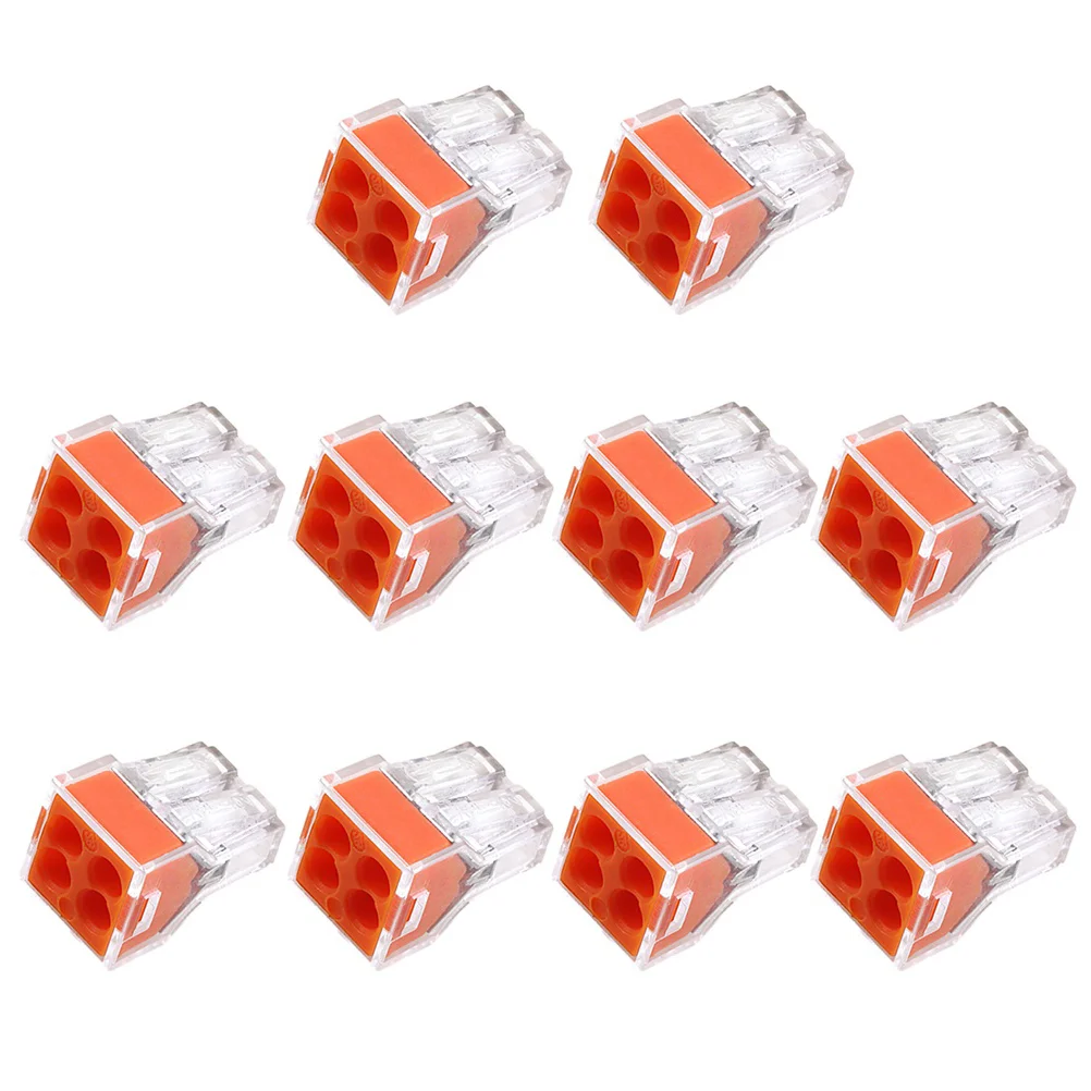 

10pcs 400V 24A 075-25mm 4 Way Terminal Block Push Wire Connector (Orange)