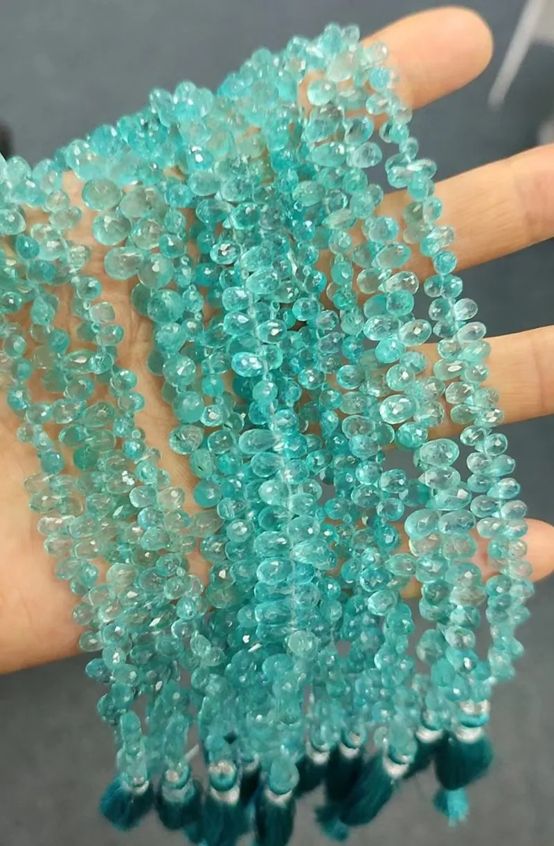 

AA loose beads blue/green Apatite drop faceted 20cm for DIY jewelry making FPPJ wholesale nature