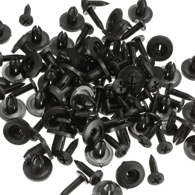 50pcs Car Body 6mm Hole Dia Plastic Rivets Fastener Fender Bumper Push Pin Black Universal Car Fasteners Clip Auto Accessories 3